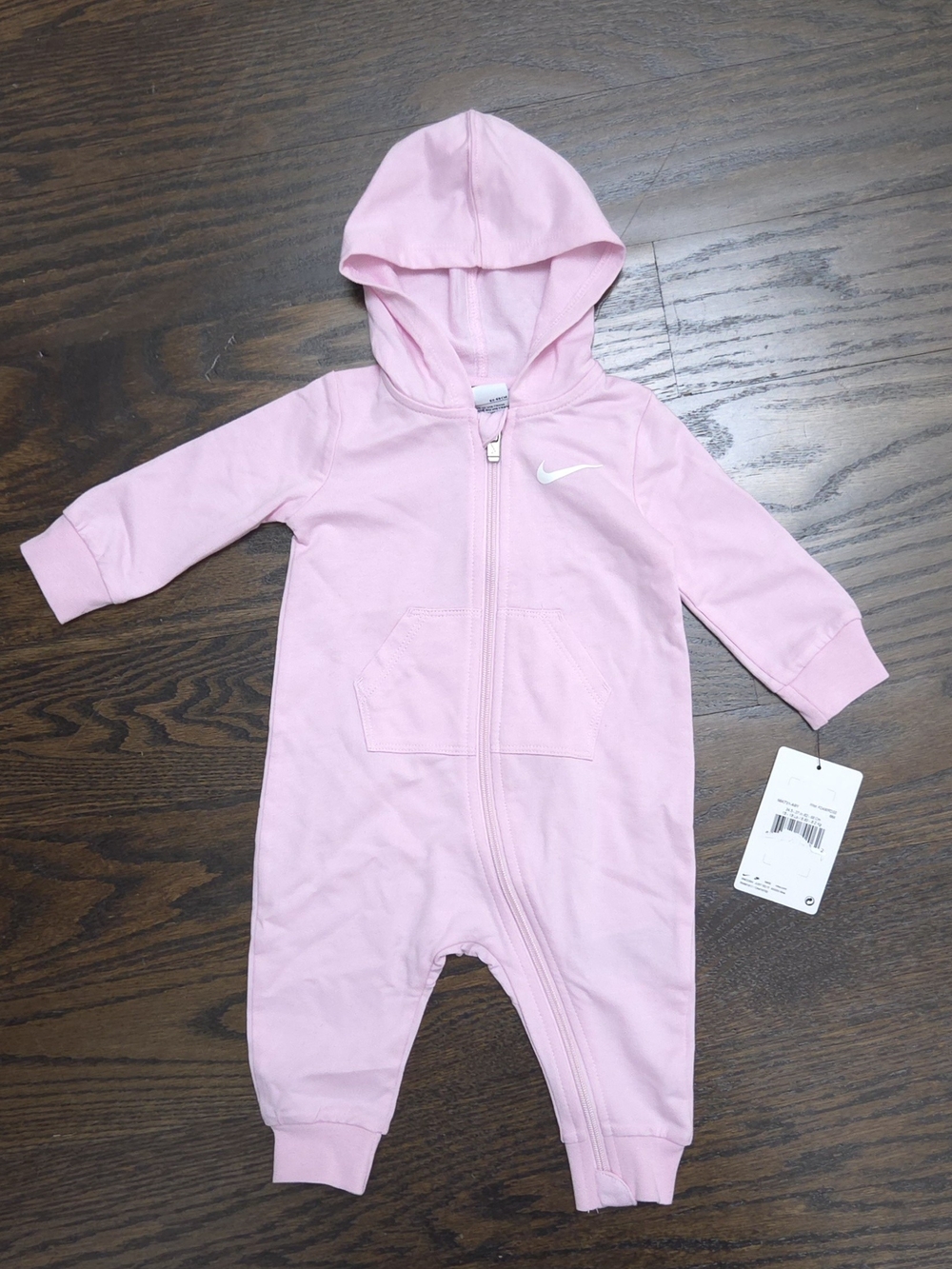 Nike Light Pink Hooded Baby One-Piece- 6M- NWT